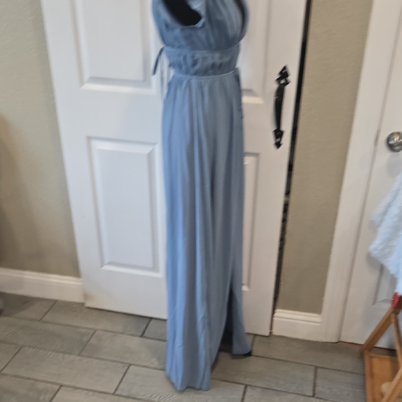 Lulu's Blue Sleeveless Plunge Neck Maxi Dress - Picture 7 of 11